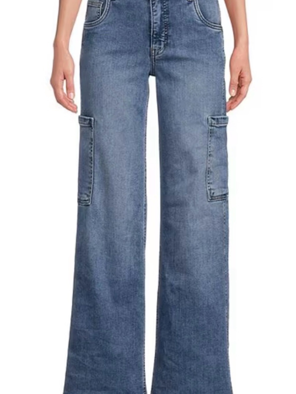 Kut from the Kloth High-Rise Wide-Leg Cargo Jeans - Denim Blue
